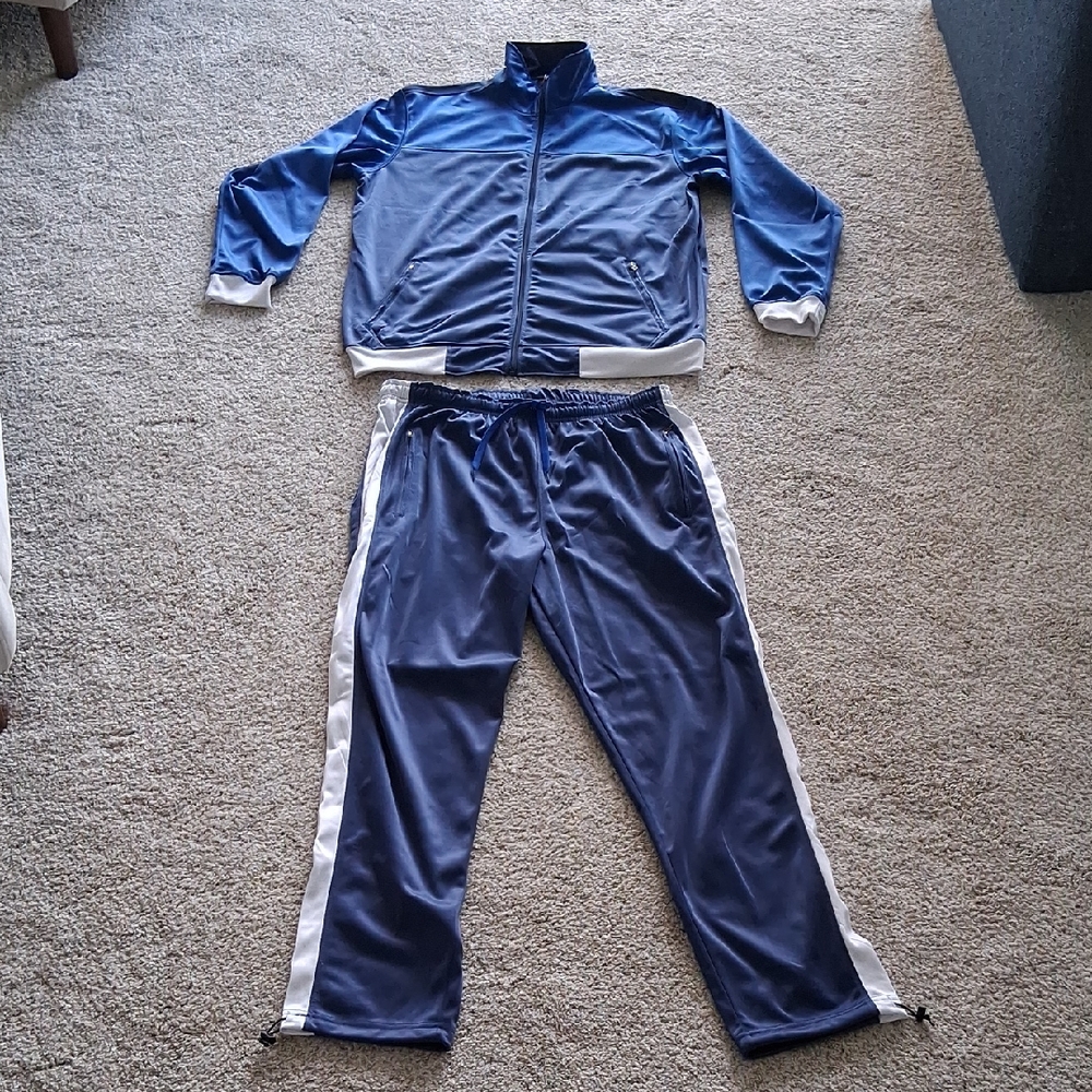 Men's Blue and White Track Suit XL Size